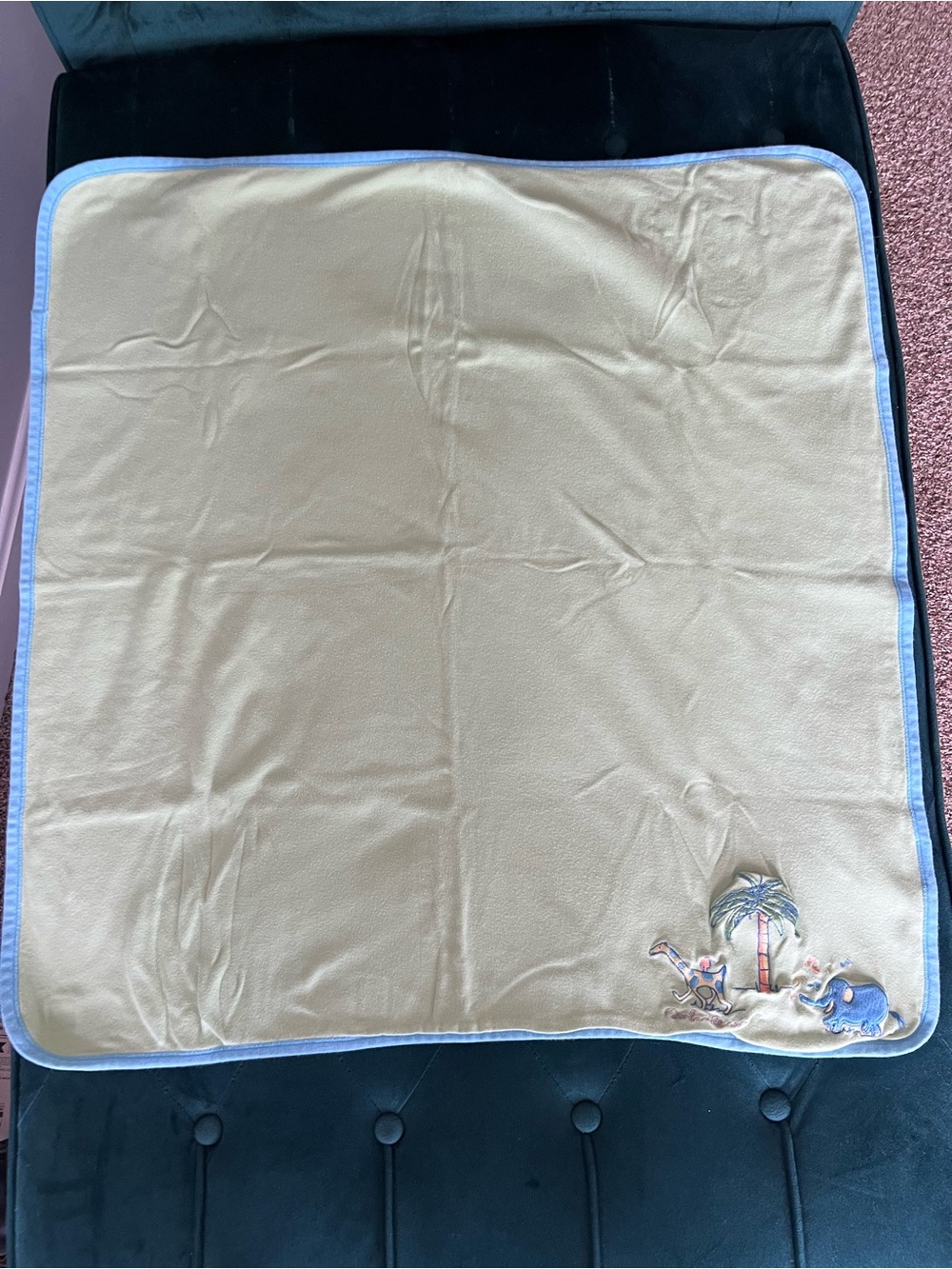 Carter’s Vintage John Lennon Baby Blanket Blue Green Real Love Animals Palm Tree